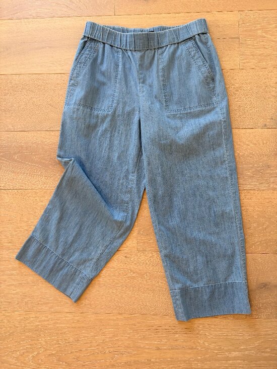 Talbots Pants - Talbots Chambray, pull-on, wide leg, cropped pants